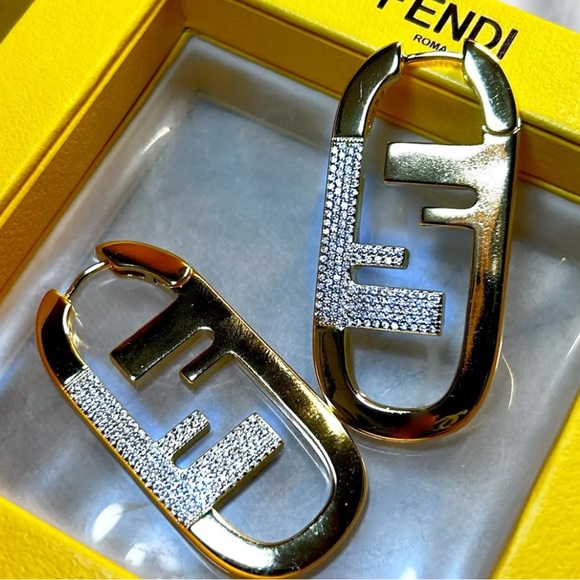 Authentic Fendi Large O’Lock Crystal Earrings - Picture 11 of 13